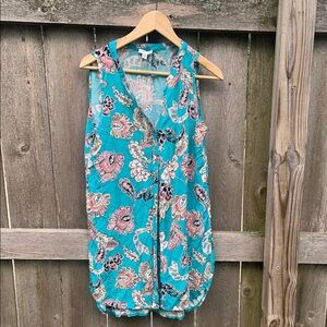 Spense Blue and Pink Wrap Tank Top Sleeveless